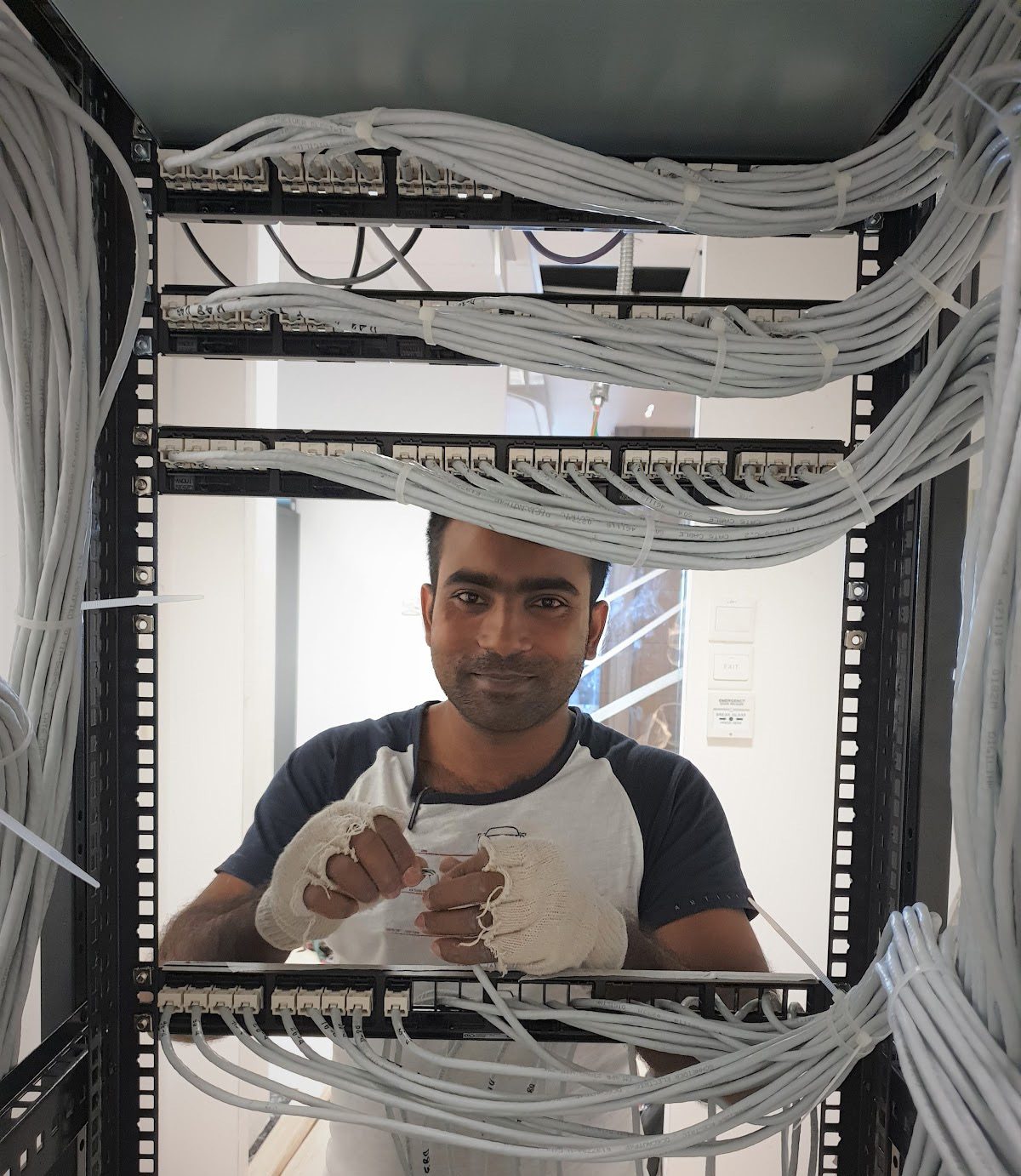 Organised residential IT rack with network equipment